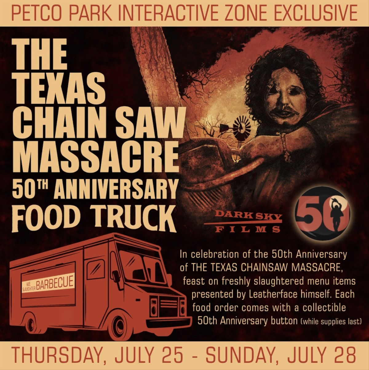 Dark Sky Films Brings ‘The Texas Chain Saw Massacre’ 50th Anniversary Themed Food Truck to SDCC