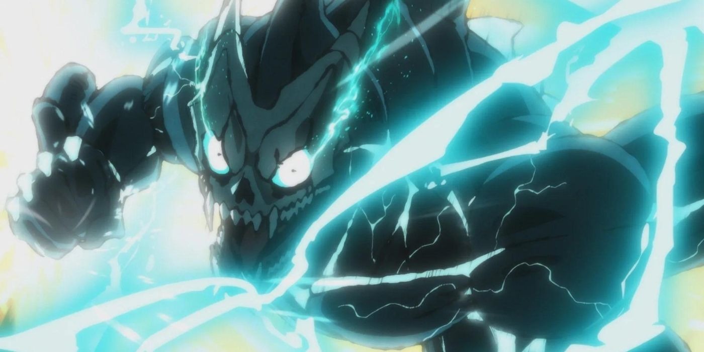 Kafka launches a punch as Kaiju No. 8 in Kaiju No. 8's second season.