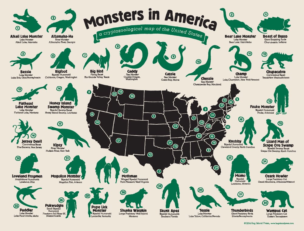 The Full Map Of Monsters In America!