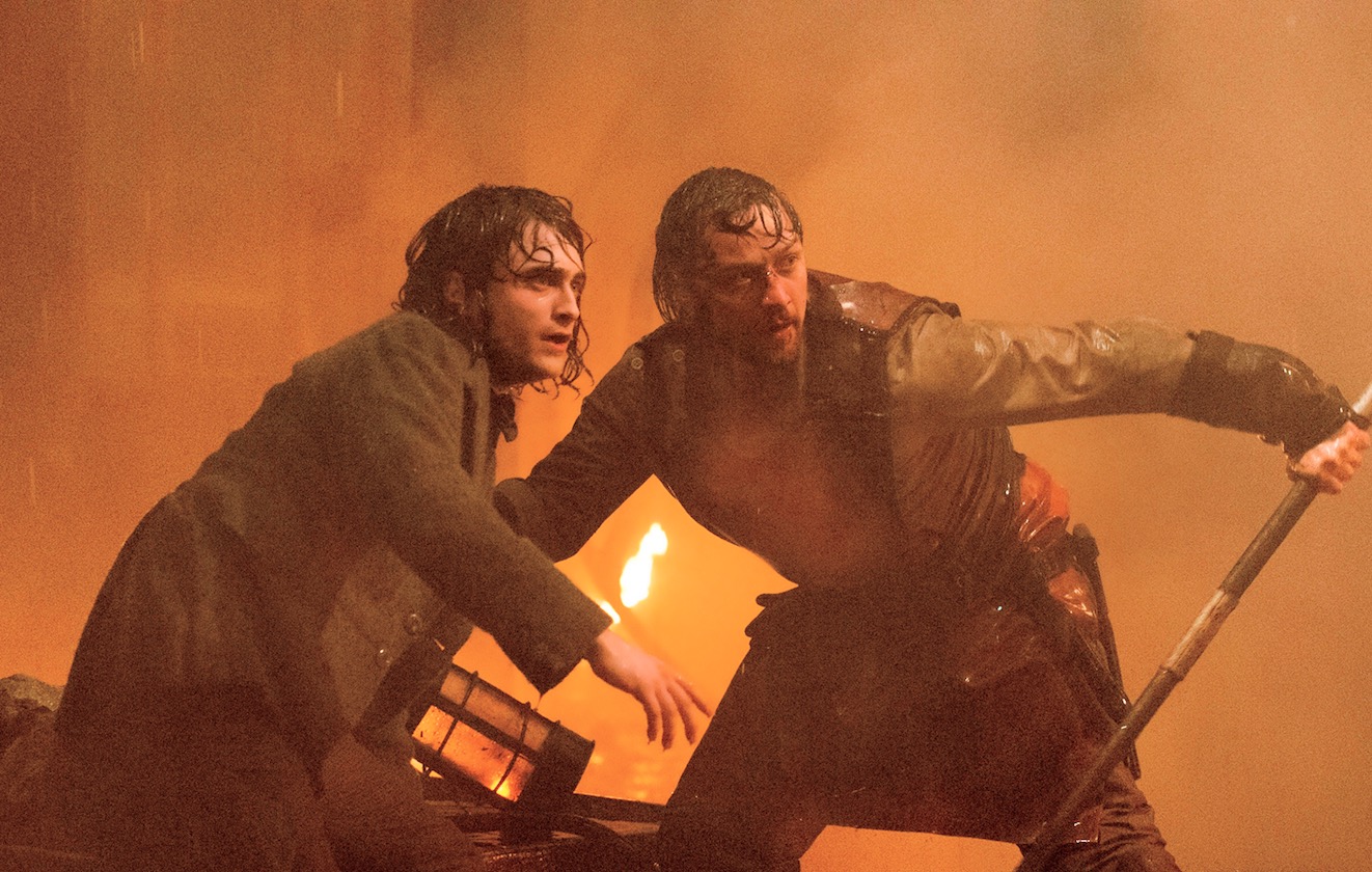 James McAvoy and Daniel Radcliffe in Victor Frankenstein, image via Alex Bailey