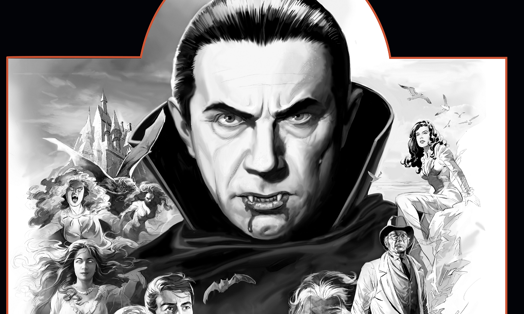 3d Funny Cartoon Vampire Dracula Character Holding a Movie Maker