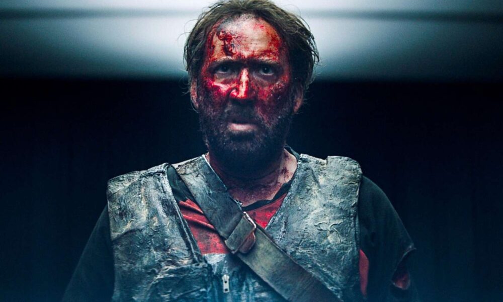 Miley Cyrus on Mandy (bloodied Nicolas Cage pictured) Ol' Saint Nic