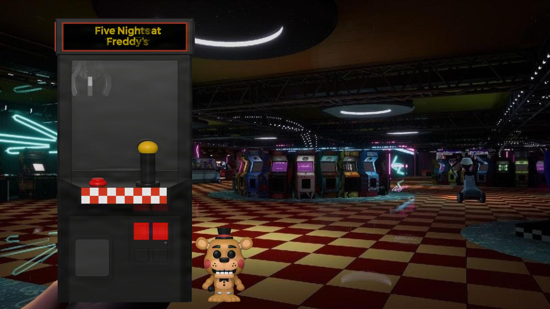 Bitty Pop FNAF Toy Freddy and Arcade Display