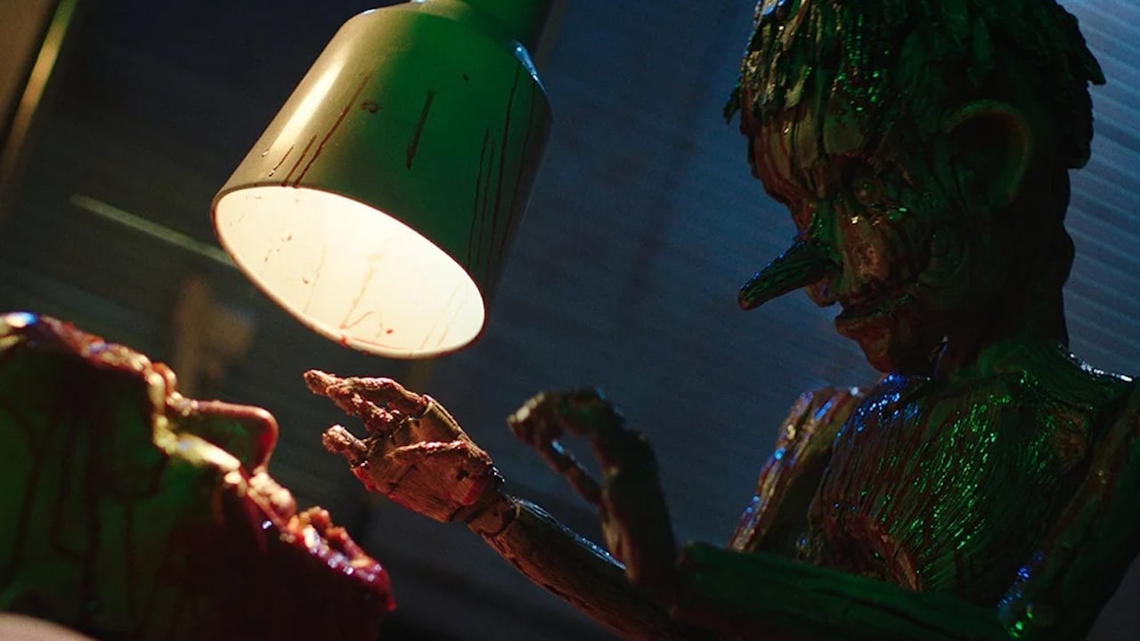 Pinocchio operates on a face in Pinocchio Unstrung. Review.